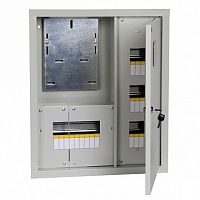 Распределительный шкаф ЩУРв 18 мод., IP31, встраиваемый, сталь, серая дверь, с клеммами |  код. MKM34-V-18-31-ZO |  IEK